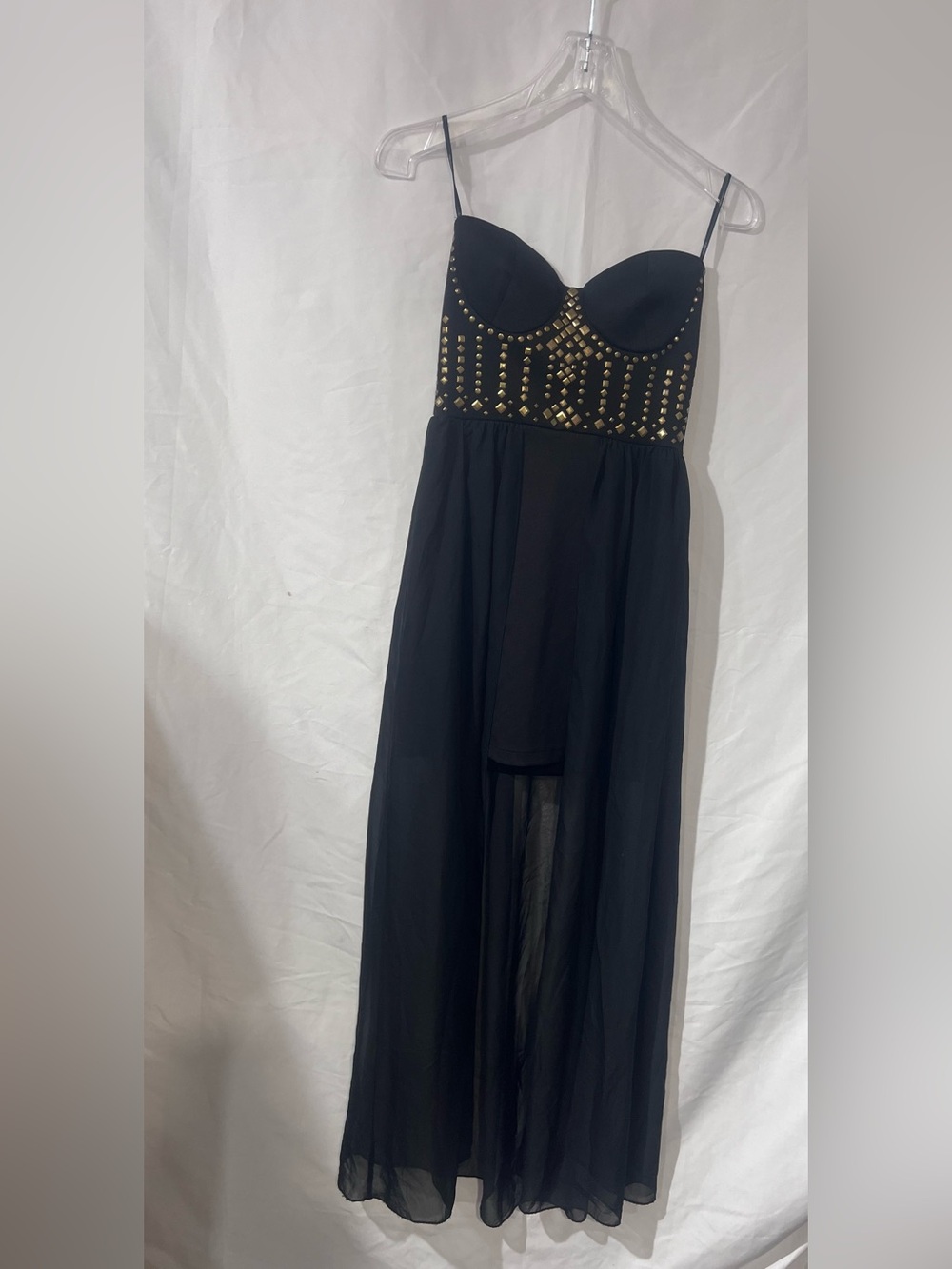 Forever 21 Black Strapless Studded Bustier Maxi Dress
